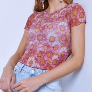 TOPSHOP semi-sheer floral tee